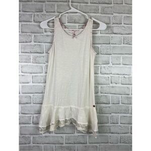 Matilda Jane Junior Girls White Ruffled Hem Embraided Accent Sleeveless Size 14